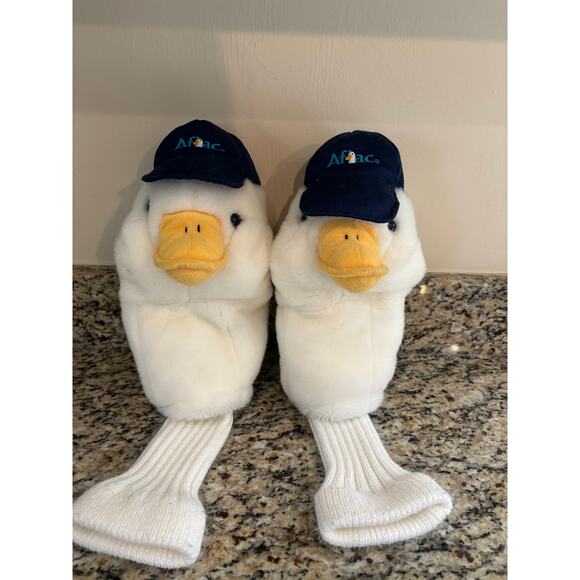 Set of 2 Golf Club Covers Plush Aflac Duck With Hat Driver Head - Picture 1 of 5